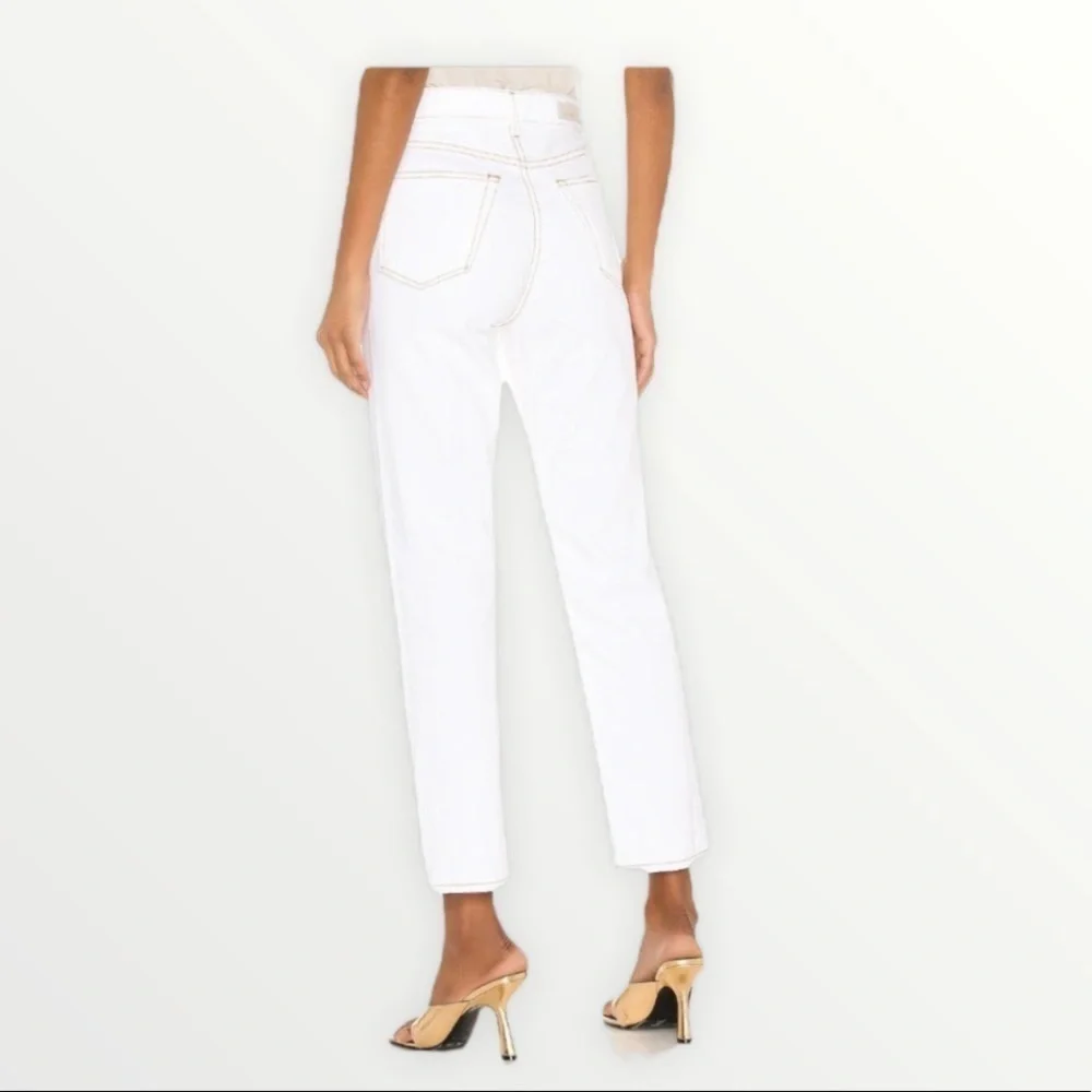 GRLFRND Revolve Helena Super High Rise Straight Leg Jeans Cream White 29